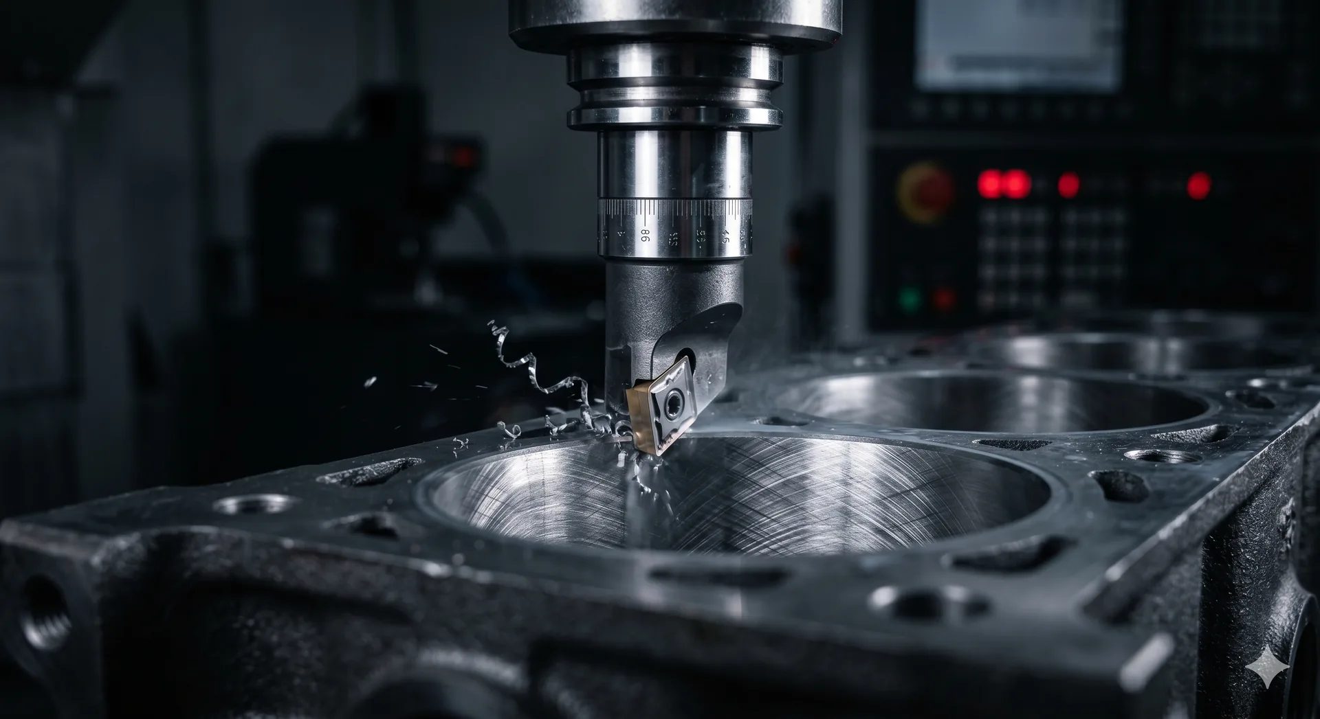 Recuperação de blocos de motor diesel em bancada de usinagem CNC